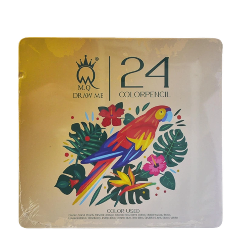 مداد رنگی 24 تایی جعبه فلزی M.Q