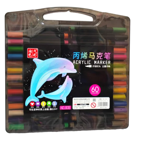 ماژیک اکریلیک ۶۰ رنگ نوک قلمویی (Acrylic Marker Brush Tip)