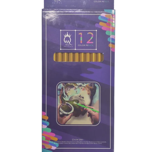 مداد رنگی 12 رنگ MQ بدنه طلایی