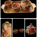 ست فنجان میناکاری طرح  گلی