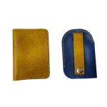 ست کیف کارت و کیف کلید چرمی/آبی زرد