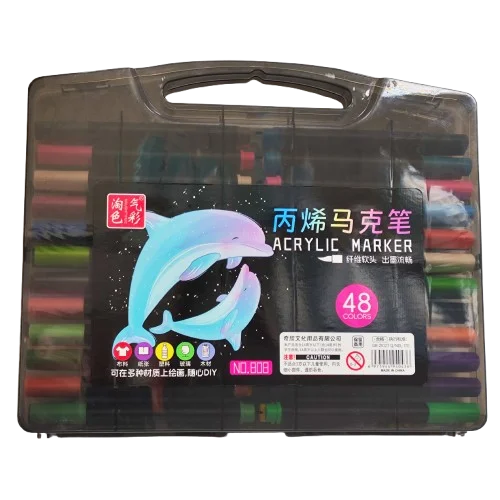 ماژیک اکریلیک ۴۸ رنگ نوک قلمویی (Acrylic Marker Brush Tip)