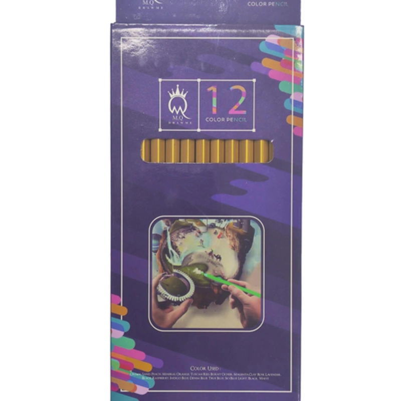 مداد رنگی 12 رنگ MQ بدنه طلایی