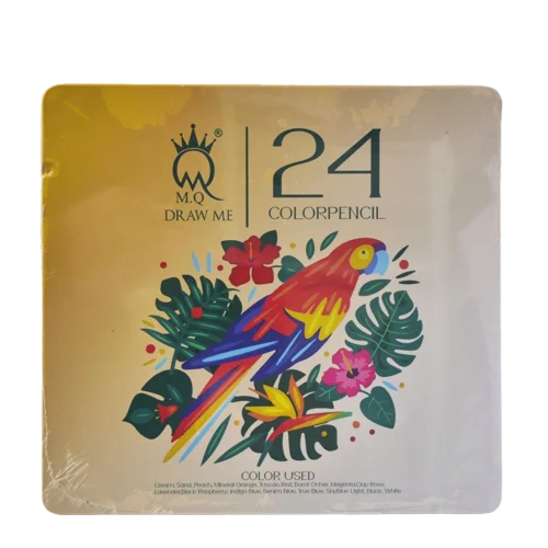 مداد رنگی 24 تایی جعبه فلزی M.Q