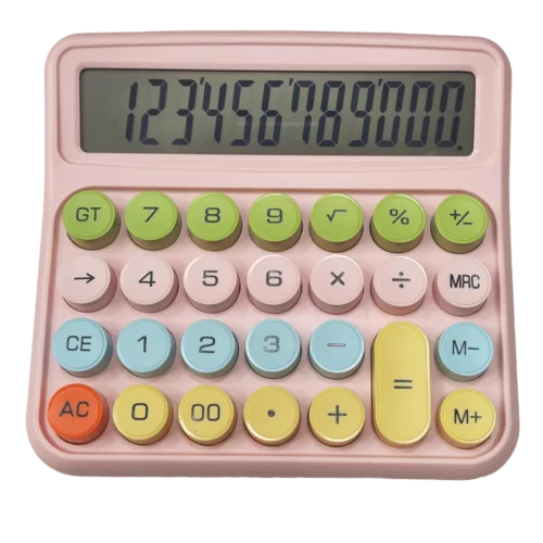 ماشین حساب پاستلی دکمه رنگی افقی بزرگ