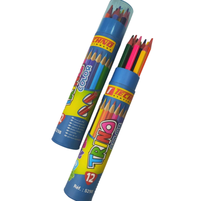 مداد رنگی 12 تایی تکنو  مدل 5298 استوانه ای