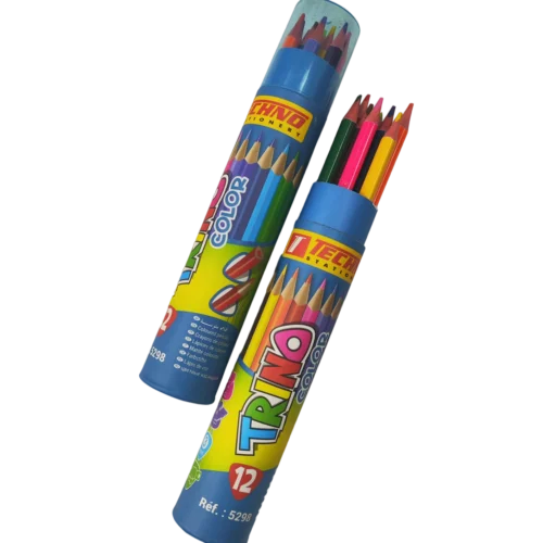 مداد رنگی 12 تایی تکنو  مدل 5298 استوانه ای